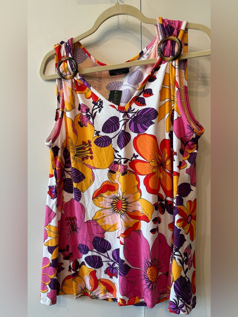 Bright Floral Ring-Shoulder Tank Top - NWT